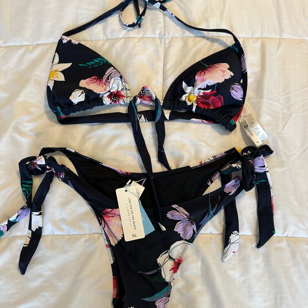 Floral Black Bikini Set